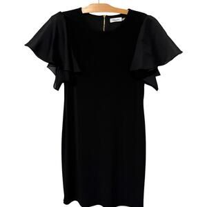 Calvin Klein | Dress Black Short Sleeve Flutter Stretch- Size Medium